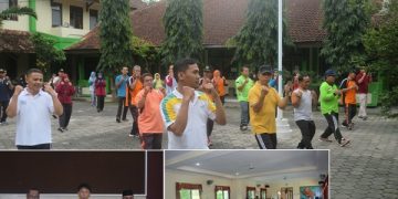 Memanfaatkan Kegiatan Pembubaran Panitia HAB Ke-74 dengan Senam Bersama