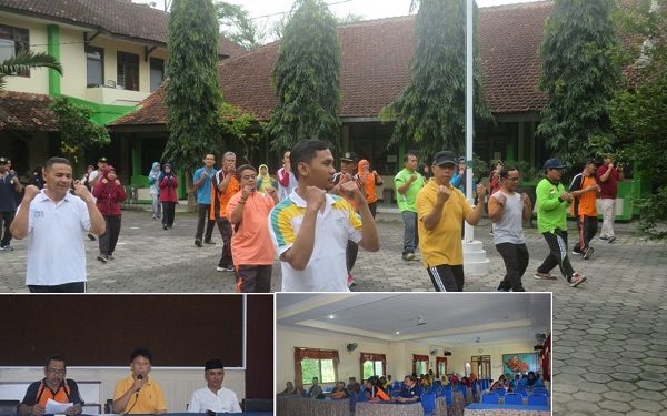 Memanfaatkan Kegiatan Pembubaran Panitia HAB Ke-74 dengan Senam Bersama