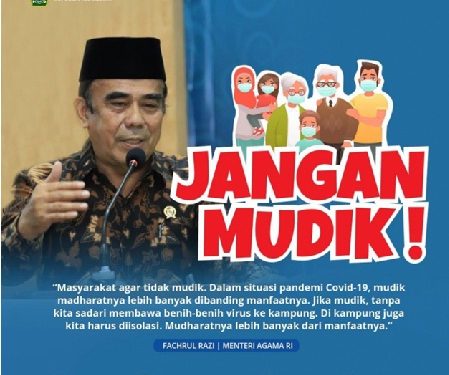 Mudik Saat Pandemik, Menag : Lebih Banyak Mudaratnya