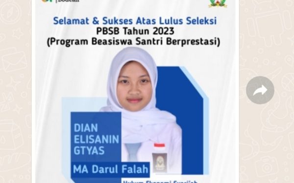 Beasiswa Santri Berprestasi ( PBSB )