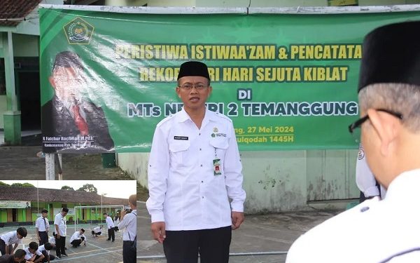MTsN 2 Temanggung Gelar Pengukuran Arah Kiblat dalam Rangka Pemecahan Rekor MURI Hari Sejuta Kiblat